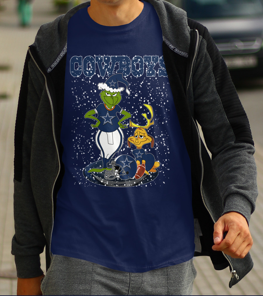 Grinchxmas Cowboys Football Holiday Mashup T-Shirt