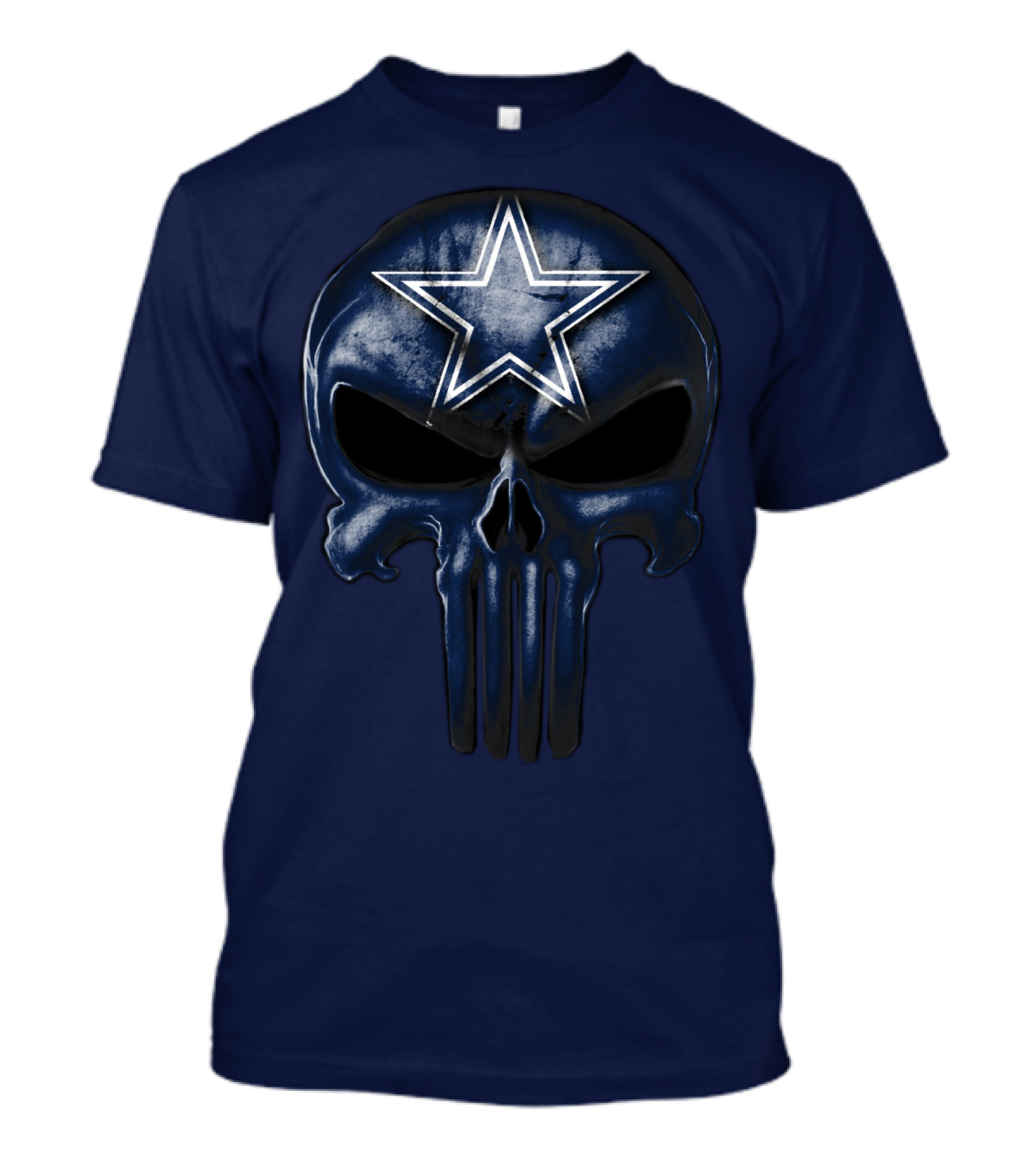 Skull Dallas Cowboys Star Logo Navy Background T-Shirt