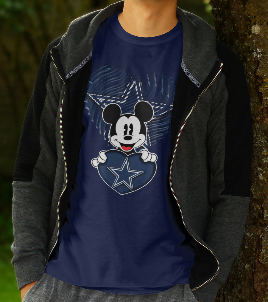 Mick Mouse Heart Star Dallas Cowboys T-Shirt