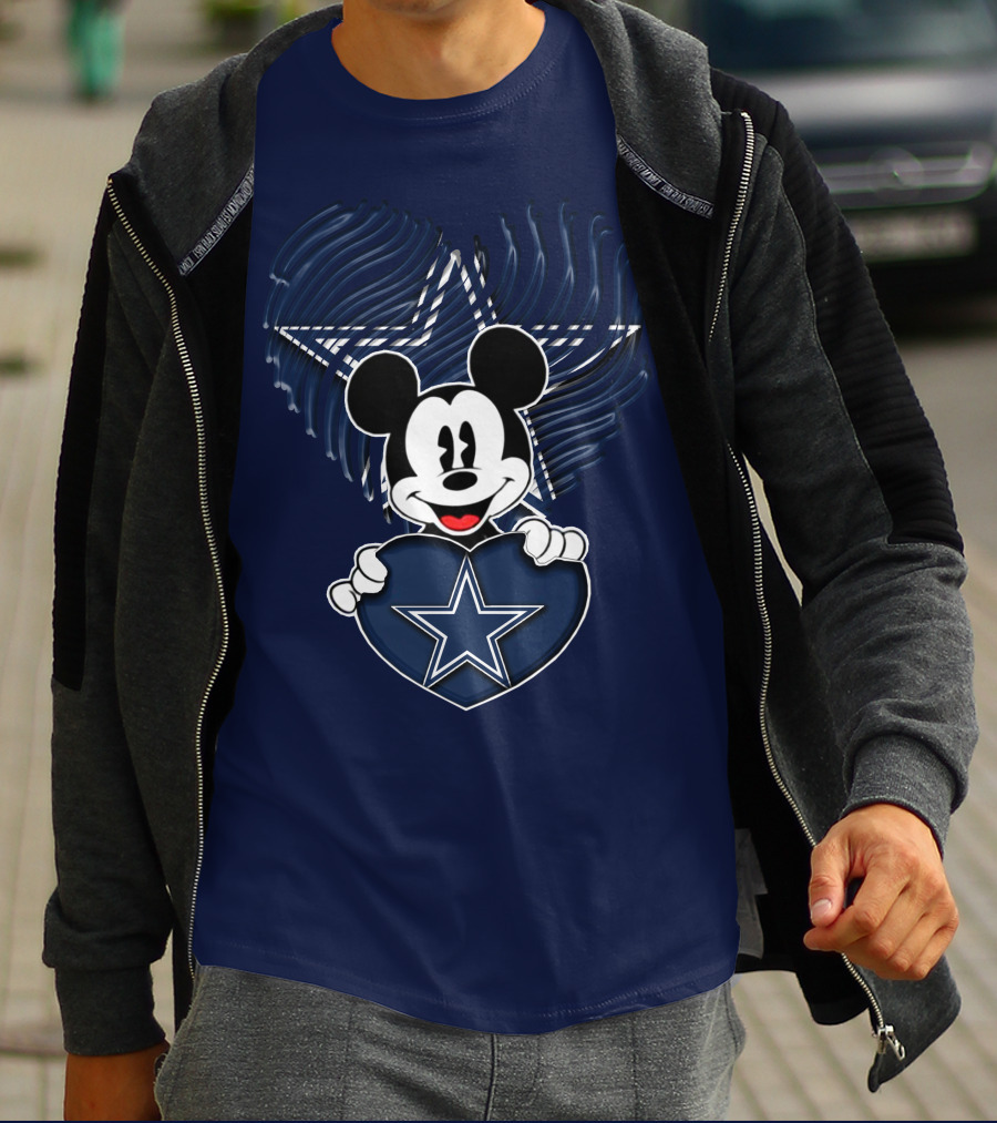 Mick Mouse Heart Star Dallas Cowboys T-Shirt