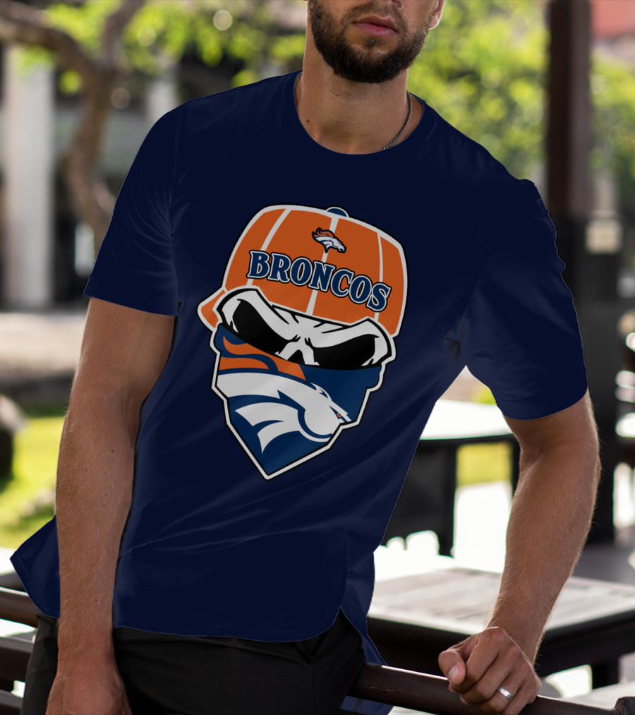 Broncos Skull Bandana Cap Logo Denver Broncos T-Shirt