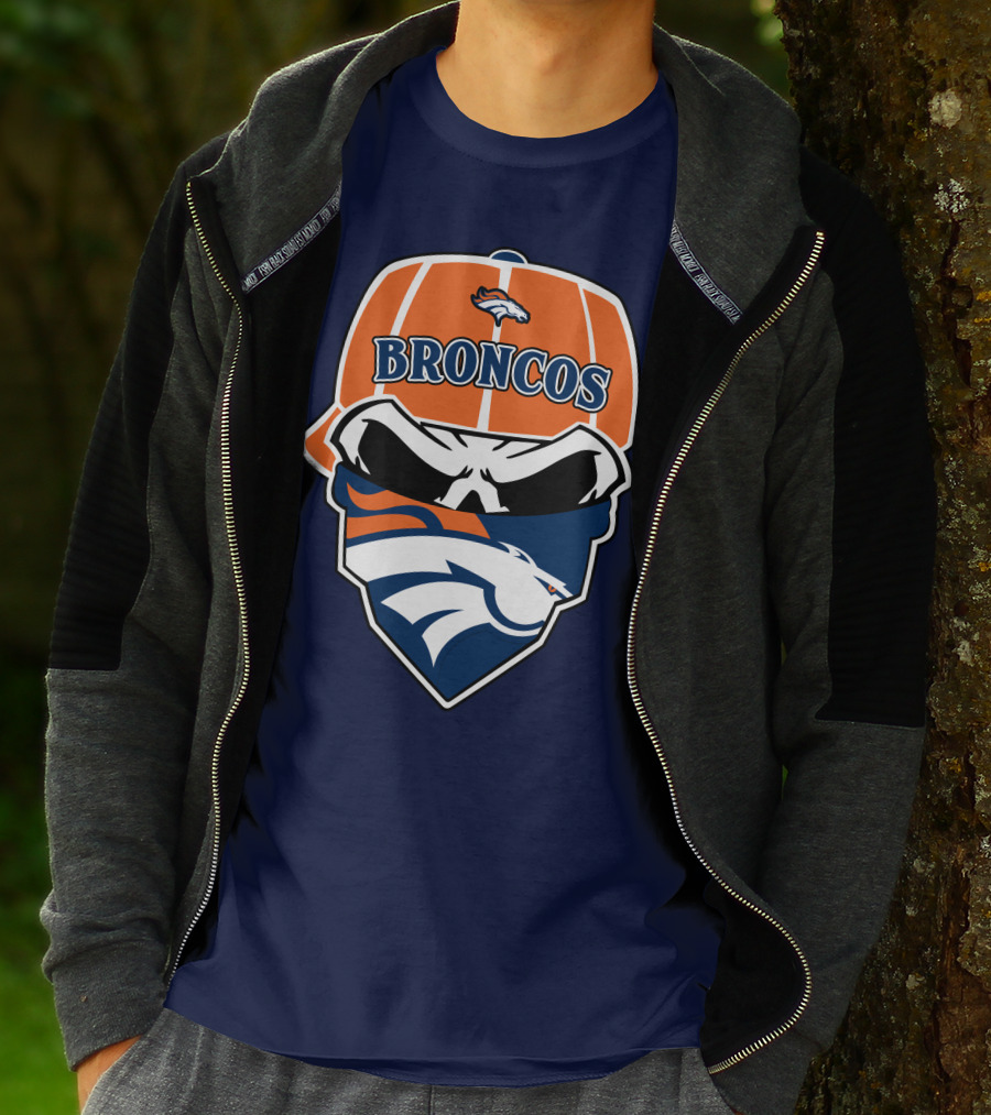Broncos Skull Bandana Cap Logo Denver Broncos T-Shirt