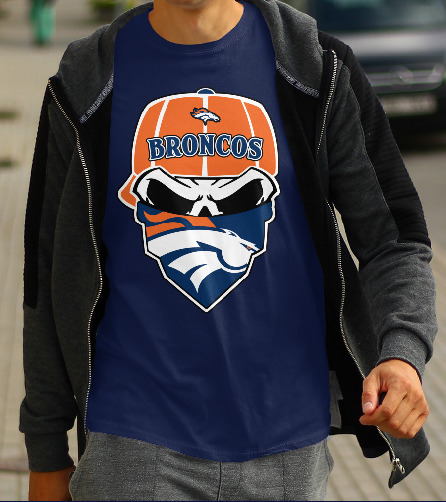 Broncos Skull Bandana Cap Logo Denver Broncos T-Shirt
