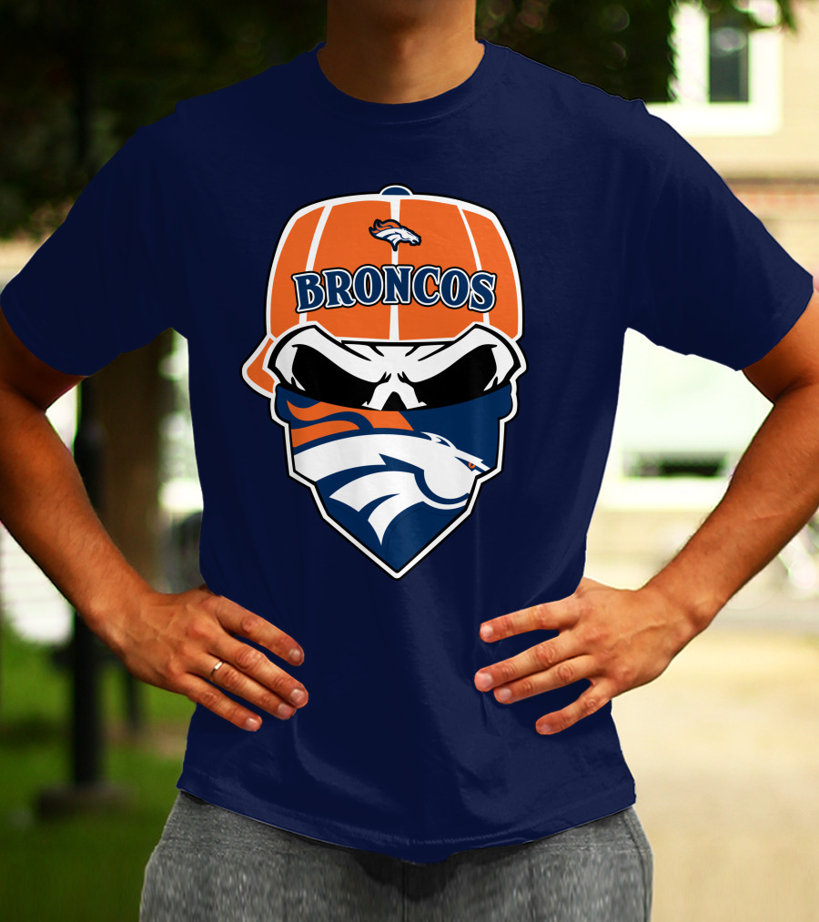 Broncos Skull Bandana Cap Logo Denver Broncos T-Shirt