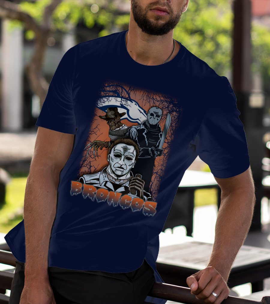 Broncos Horror Icons Halloween Denver T-Shirt