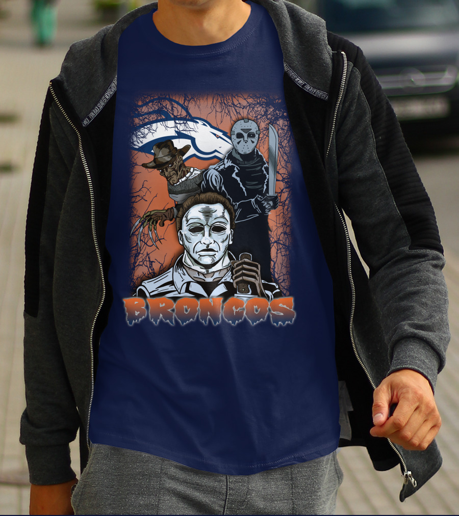Broncos Horror Icons Halloween Denver T-Shirt