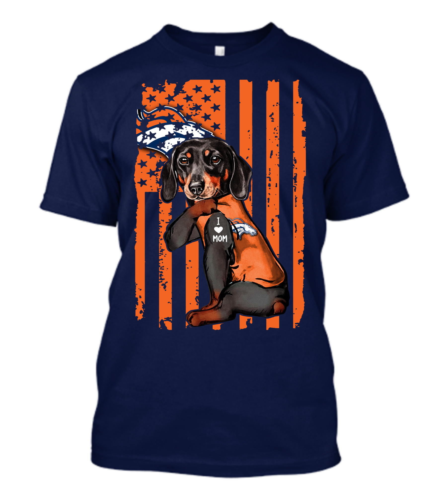 Dachshund Denver Broncos I Love Mom T-Shirt