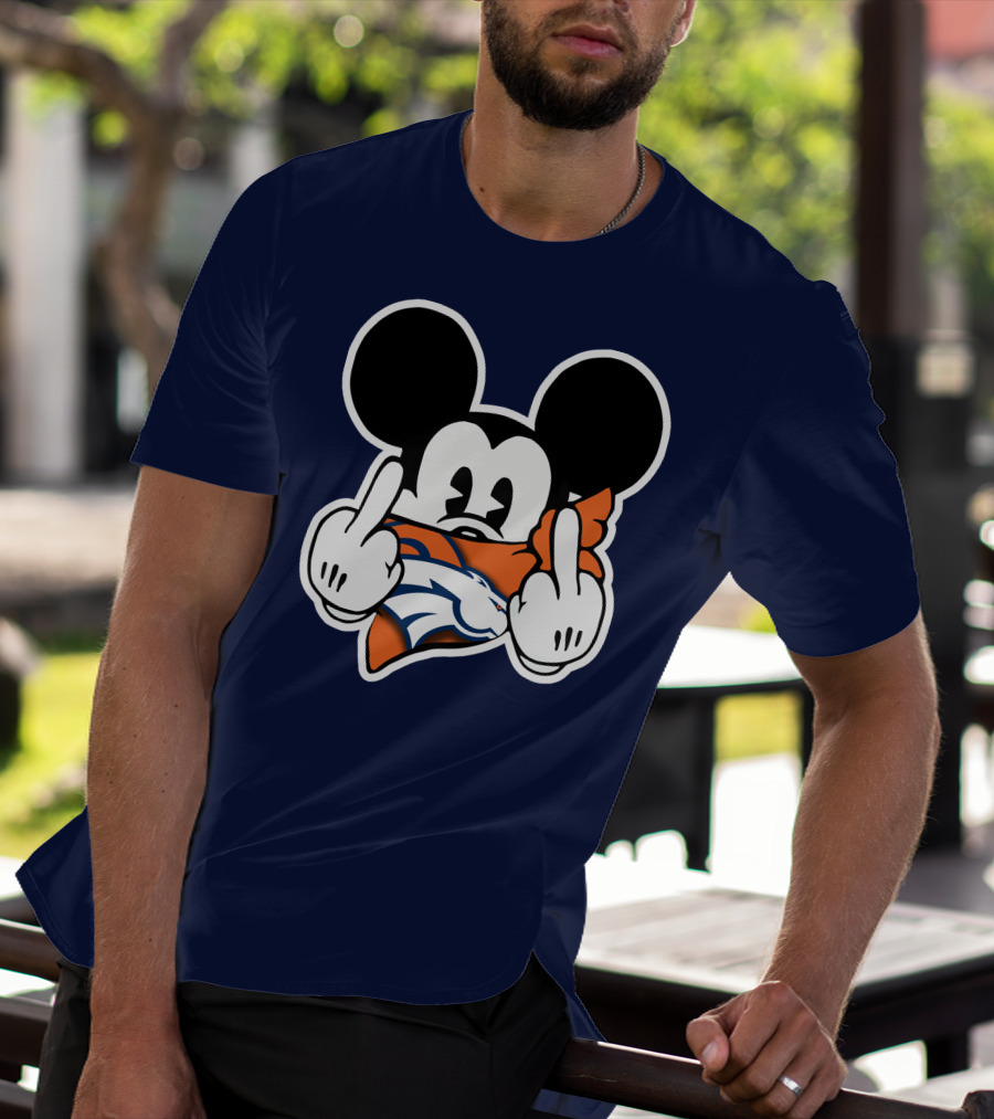 Denver Broncos Mickey Middle Fingers T-Shirt