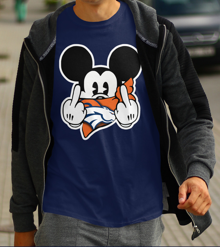 Denver Broncos Mickey Middle Fingers T-Shirt