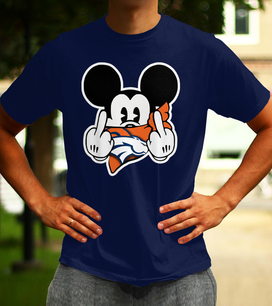 Denver Broncos Mickey Middle Fingers T-Shirt