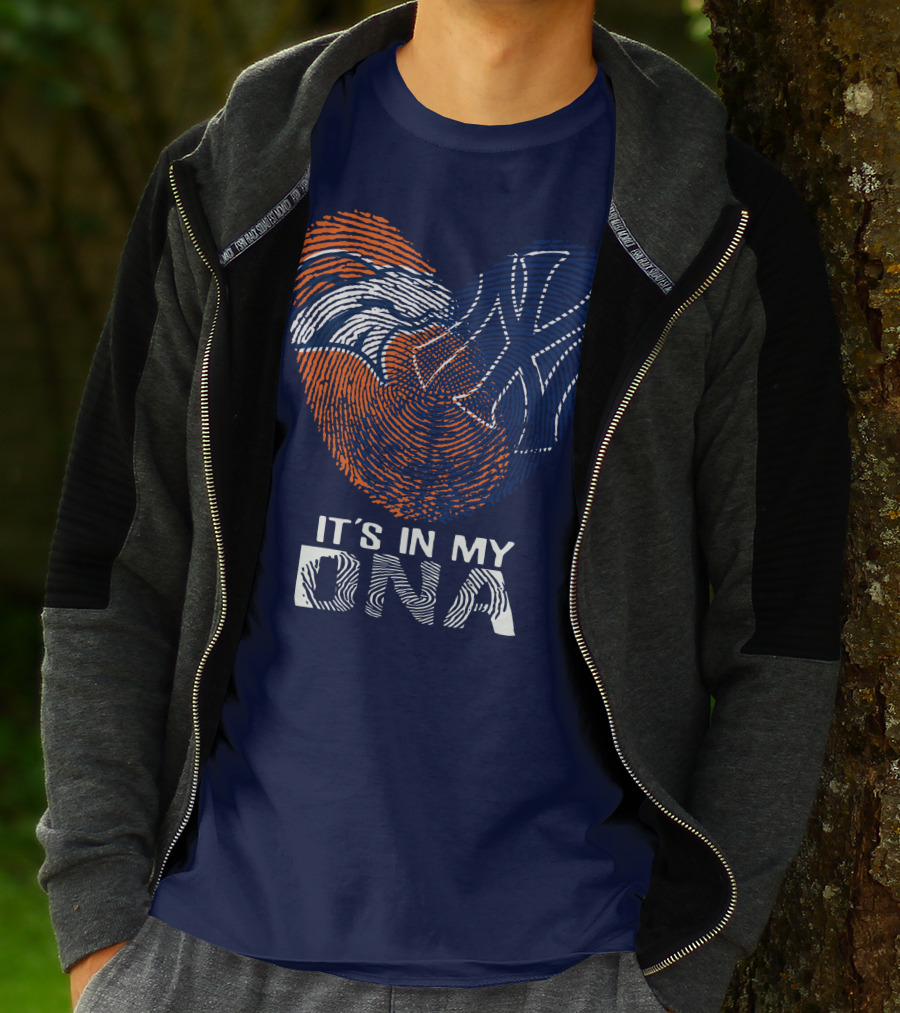 It's In My Dna Denver Broncos 04 Fingerprint Heart T-Shirt