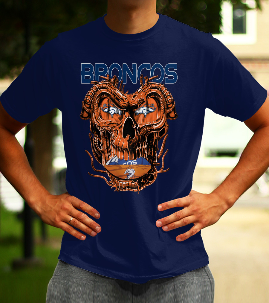 Dragonskull Broncos Football Logo Denver Broncos T-Shirt