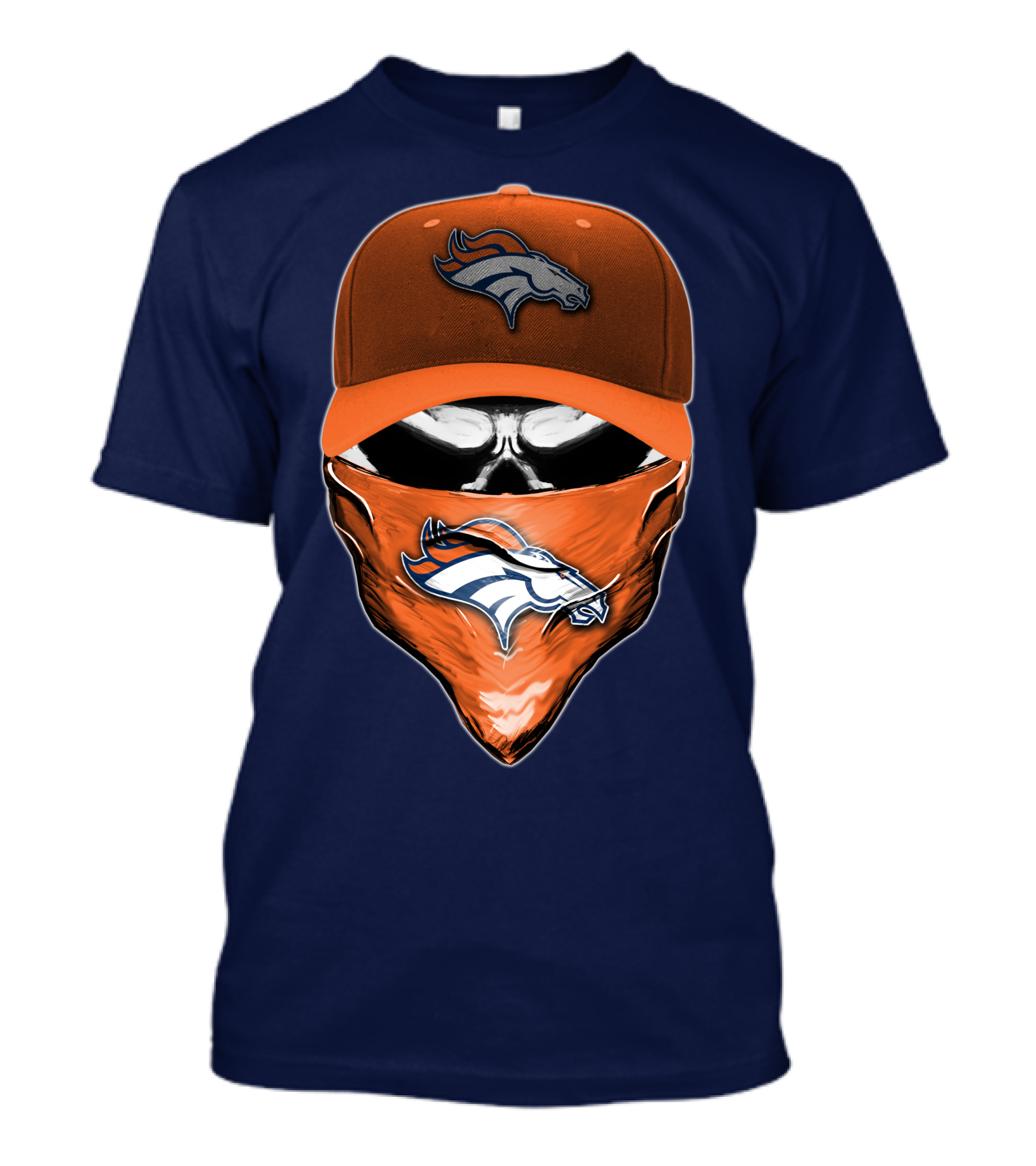 Skull V6 Denver Broncos Mask And Cap T-Shirt