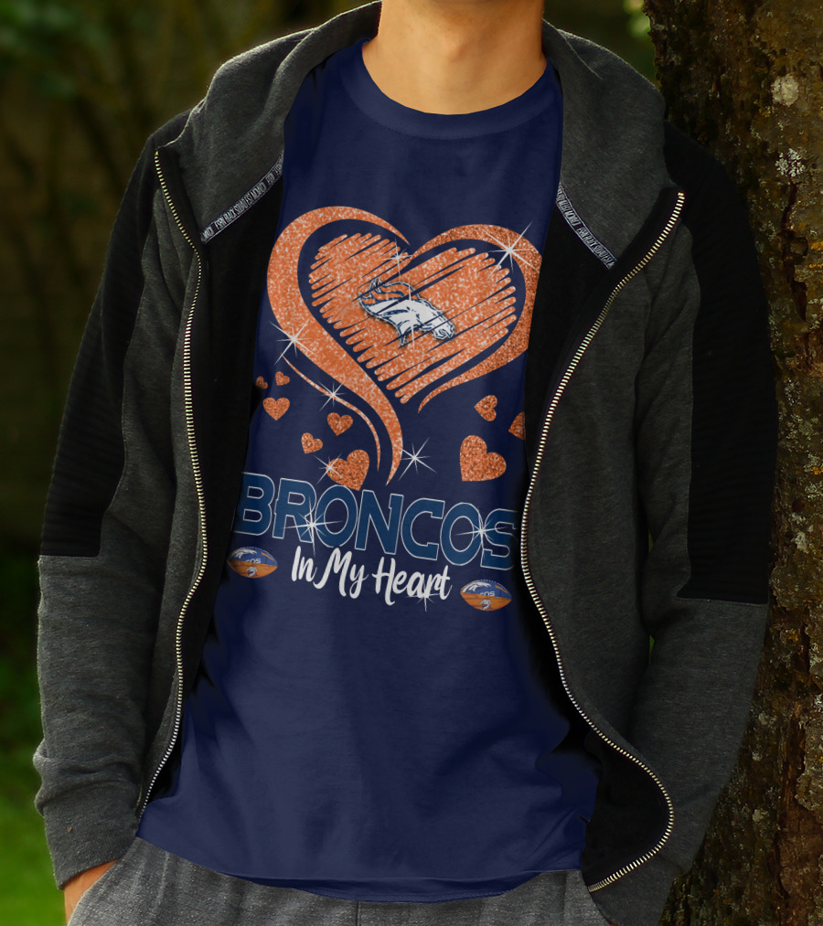 Broncos In My Heart Denver Broncos Love Heart T-Shirt