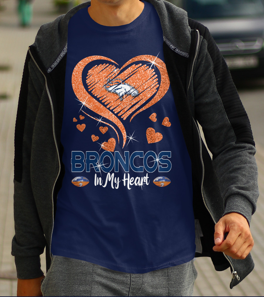 Broncos In My Heart Denver Broncos Love Heart T-Shirt