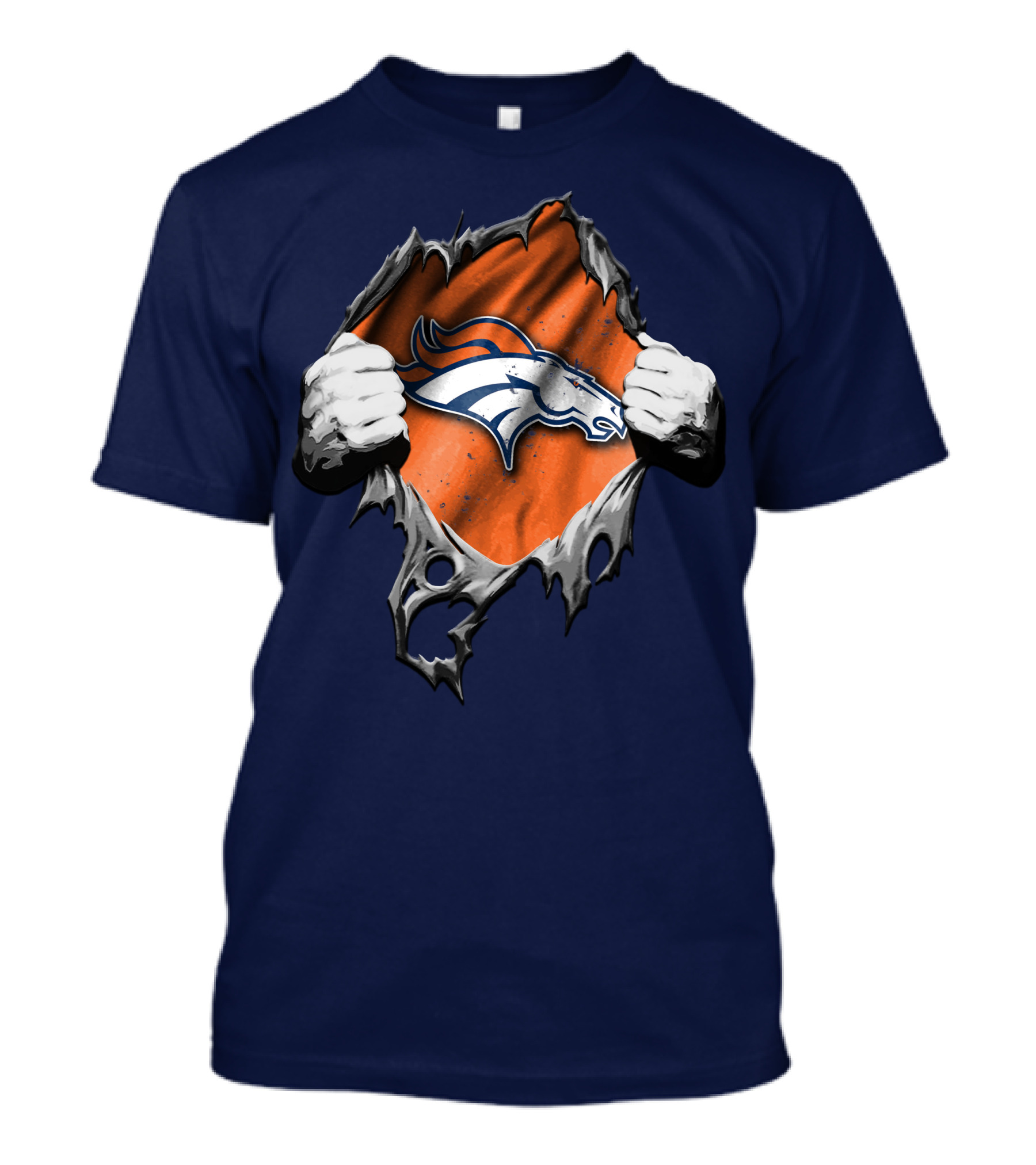 Torn V2 Denver Broncos Logo Ripped Reveal T-Shirt