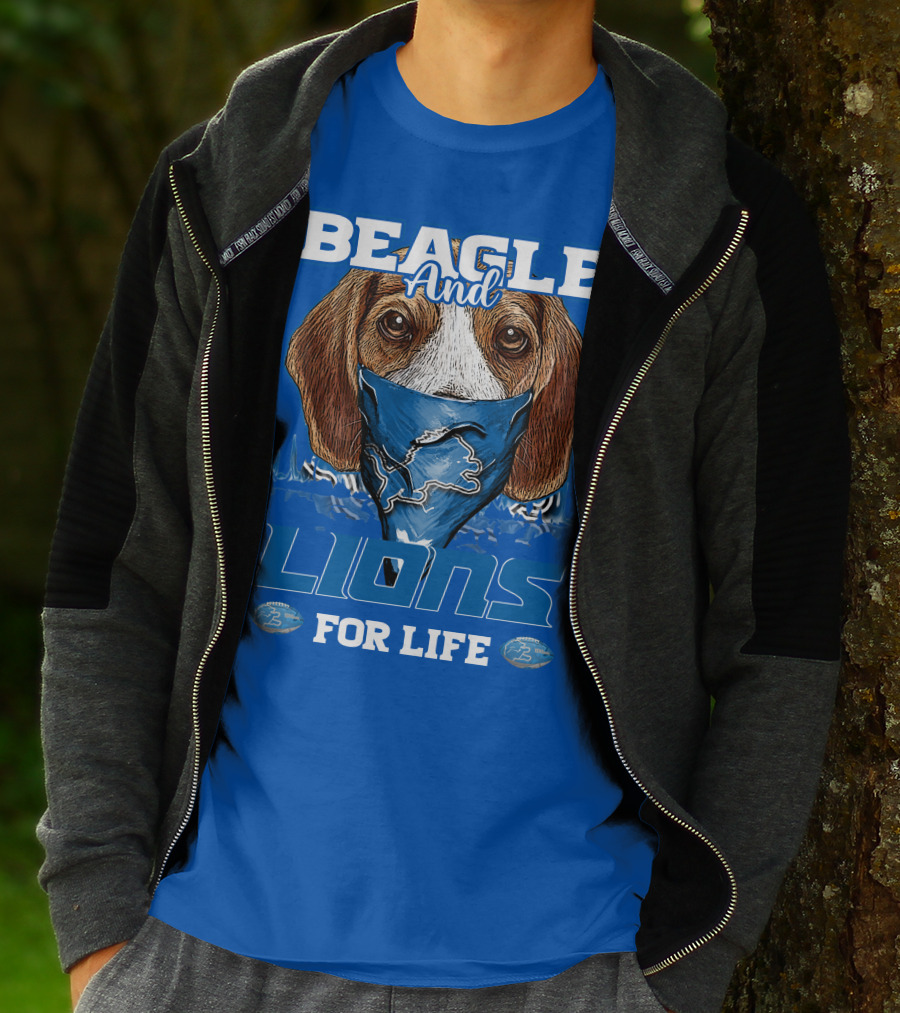 Beagle And Lions For Life Detroit Lions T-Shirt