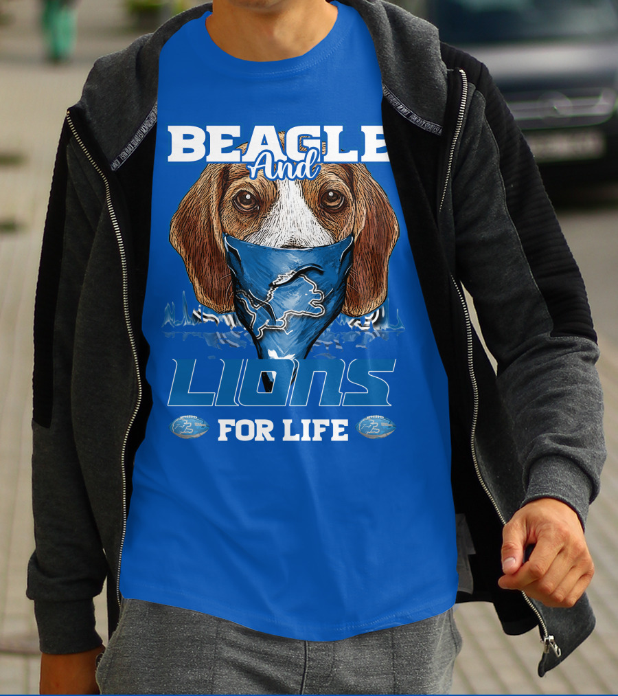 Beagle And Lions For Life Detroit Lions T-Shirt