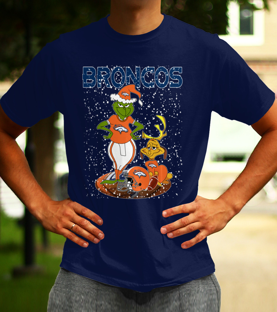 Grinchxmas Broncos Christmas Football Grinch And Max T-Shirt