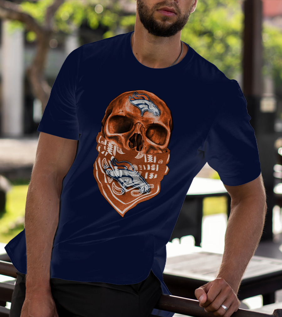 Denver Broncos Skull Bandana T-Shirt