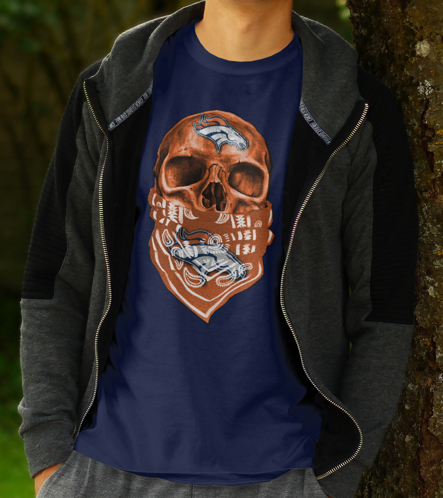 Denver Broncos Skull Bandana T-Shirt