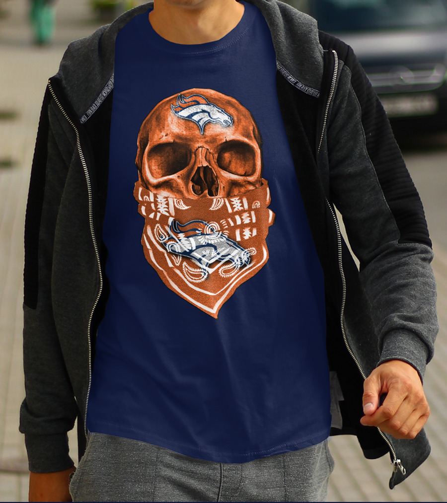 Denver Broncos Skull Bandana T-Shirt