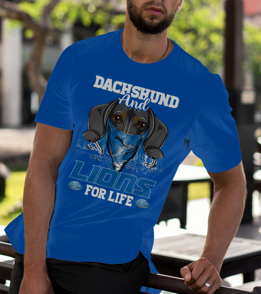 Dachshund And Lions For Life Detroit T-Shirt
