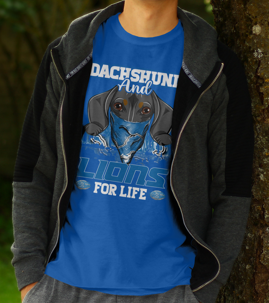 Dachshund And Lions For Life Detroit T-Shirt