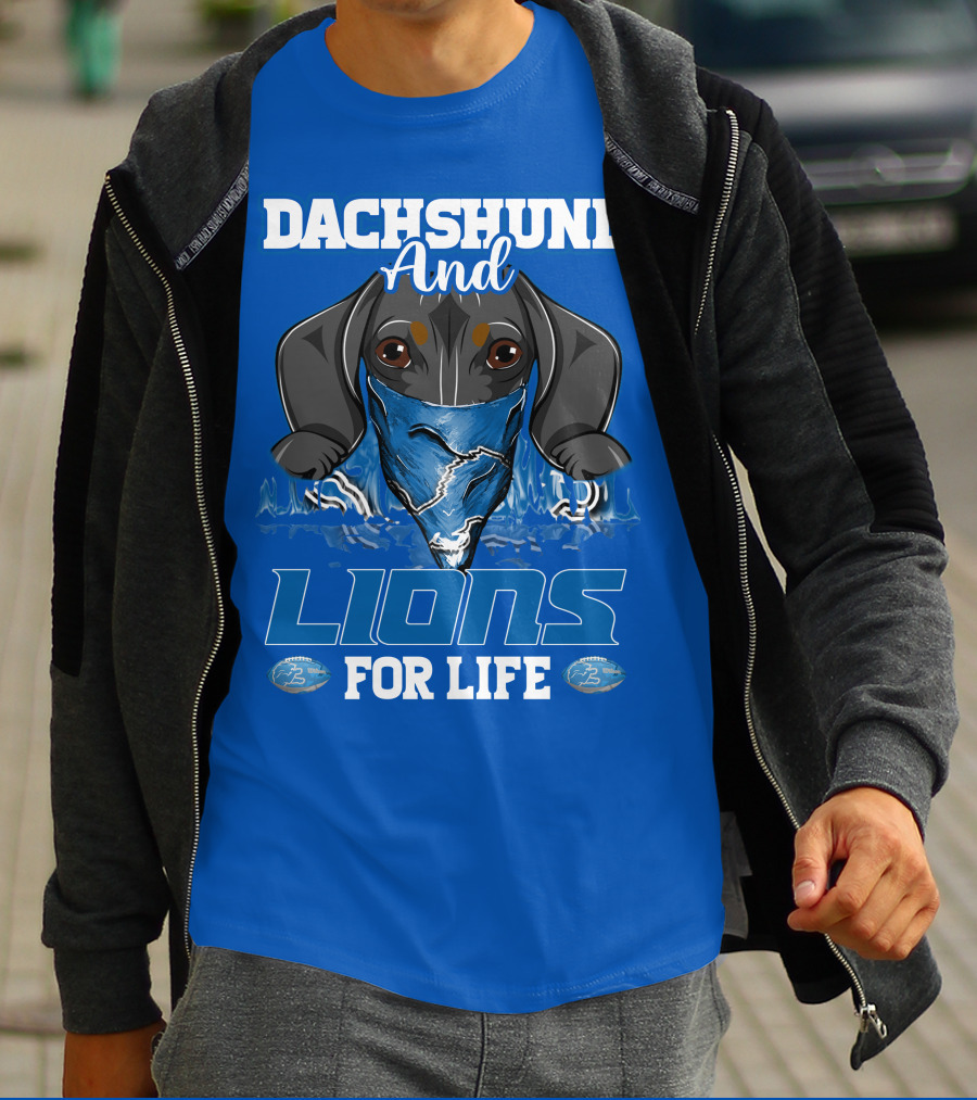 Dachshund And Lions For Life Detroit T-Shirt