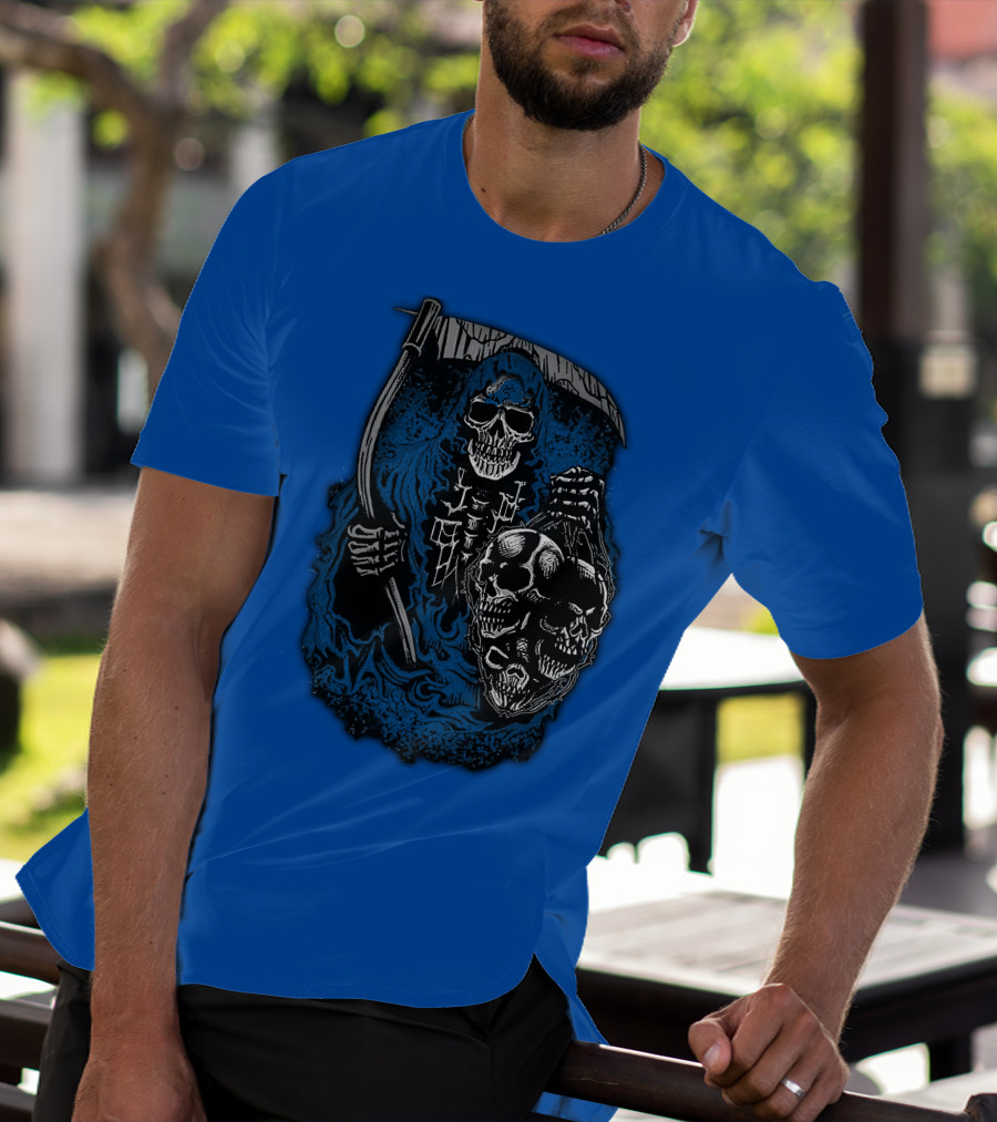 Detroit Lions Grim Reaper Skulls T-Shirt