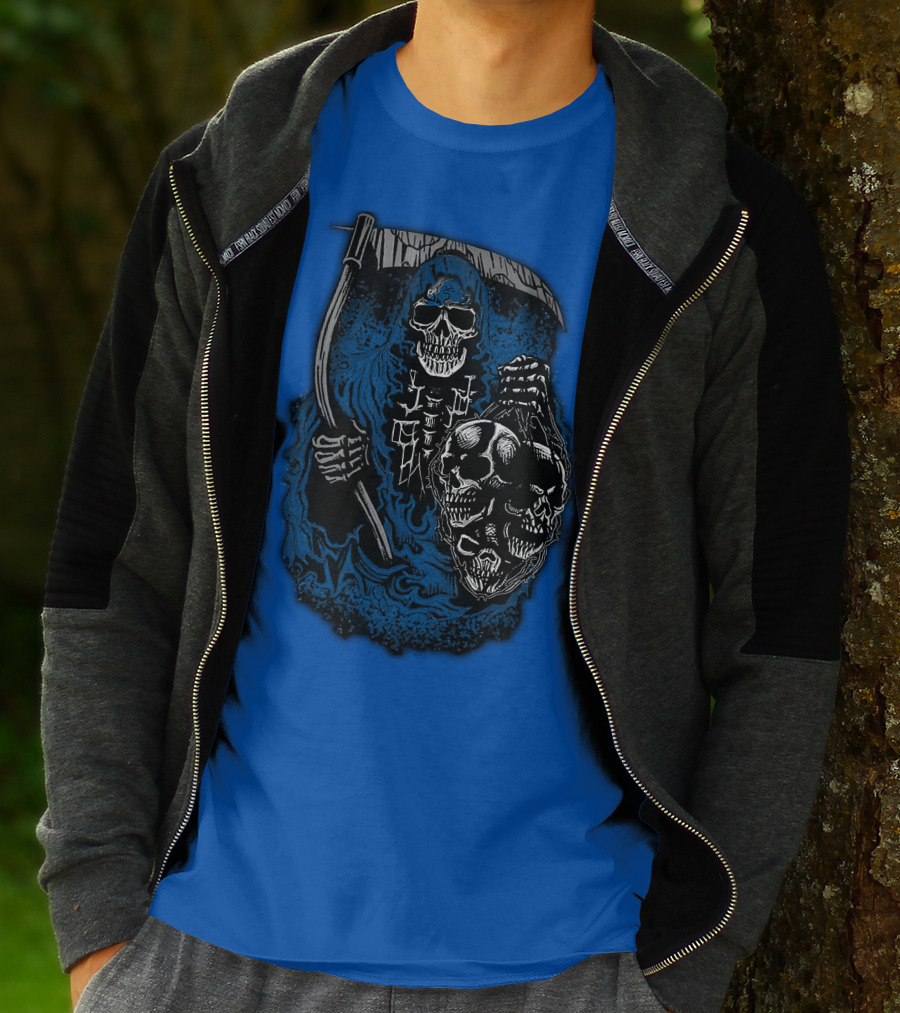 Detroit Lions Grim Reaper Skulls T-Shirt