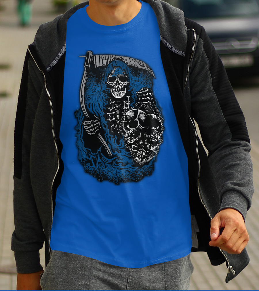 Detroit Lions Grim Reaper Skulls T-Shirt