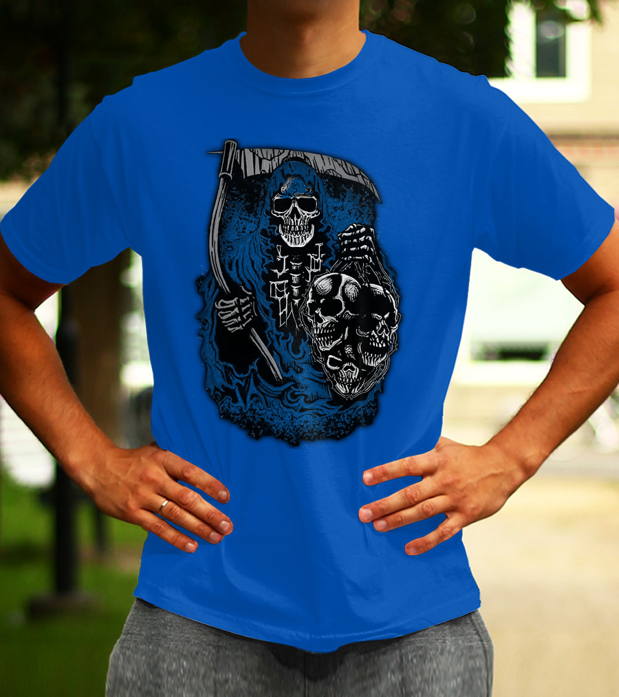 Detroit Lions Grim Reaper Skulls T-Shirt
