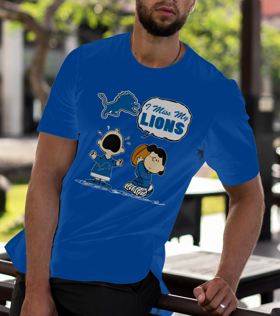 I Miss My Lions Detroit Lions Charlie Brown Football T-Shirt