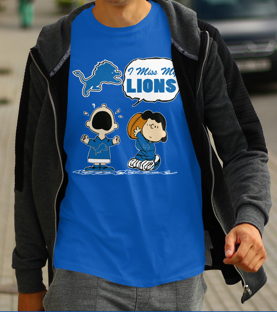 I Miss My Lions Detroit Lions Charlie Brown Football T-Shirt