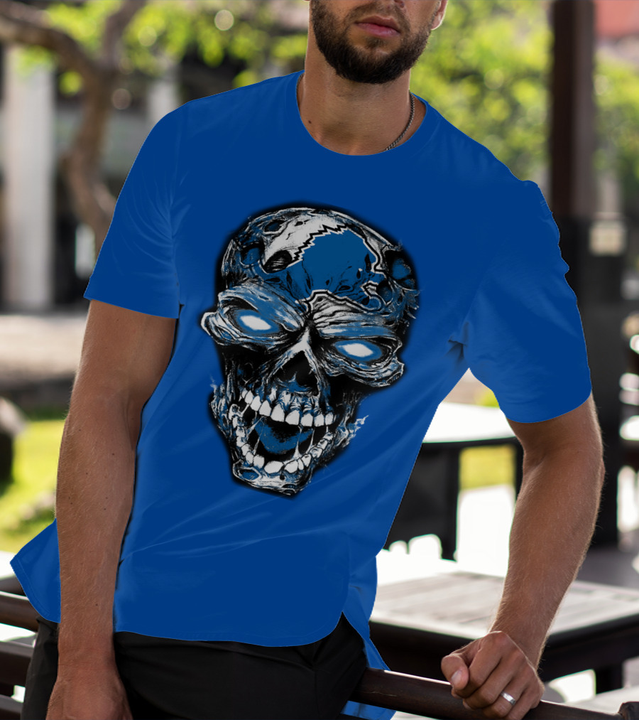 Detroit Lions 59 Skull Blue Roar T-Shirt