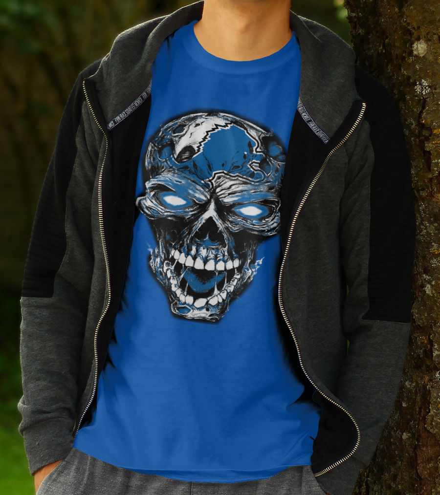 Detroit Lions 59 Skull Blue Roar T-Shirt