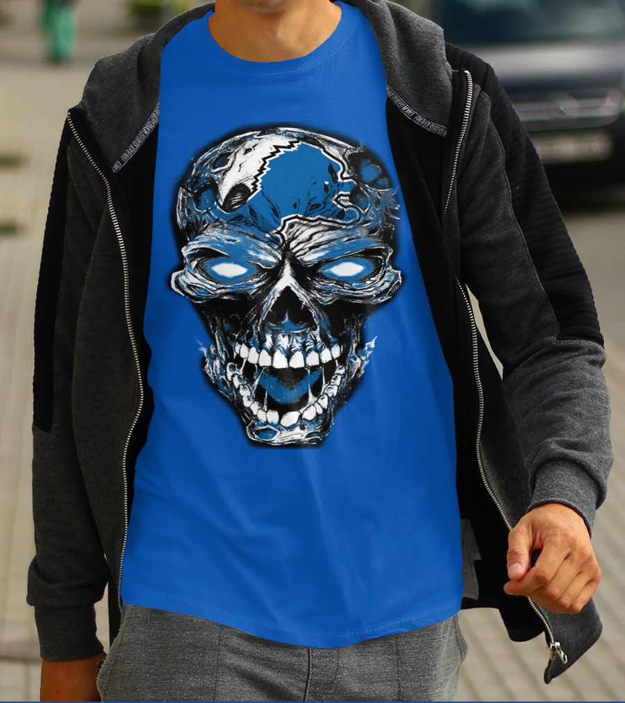 Detroit Lions 59 Skull Blue Roar T-Shirt