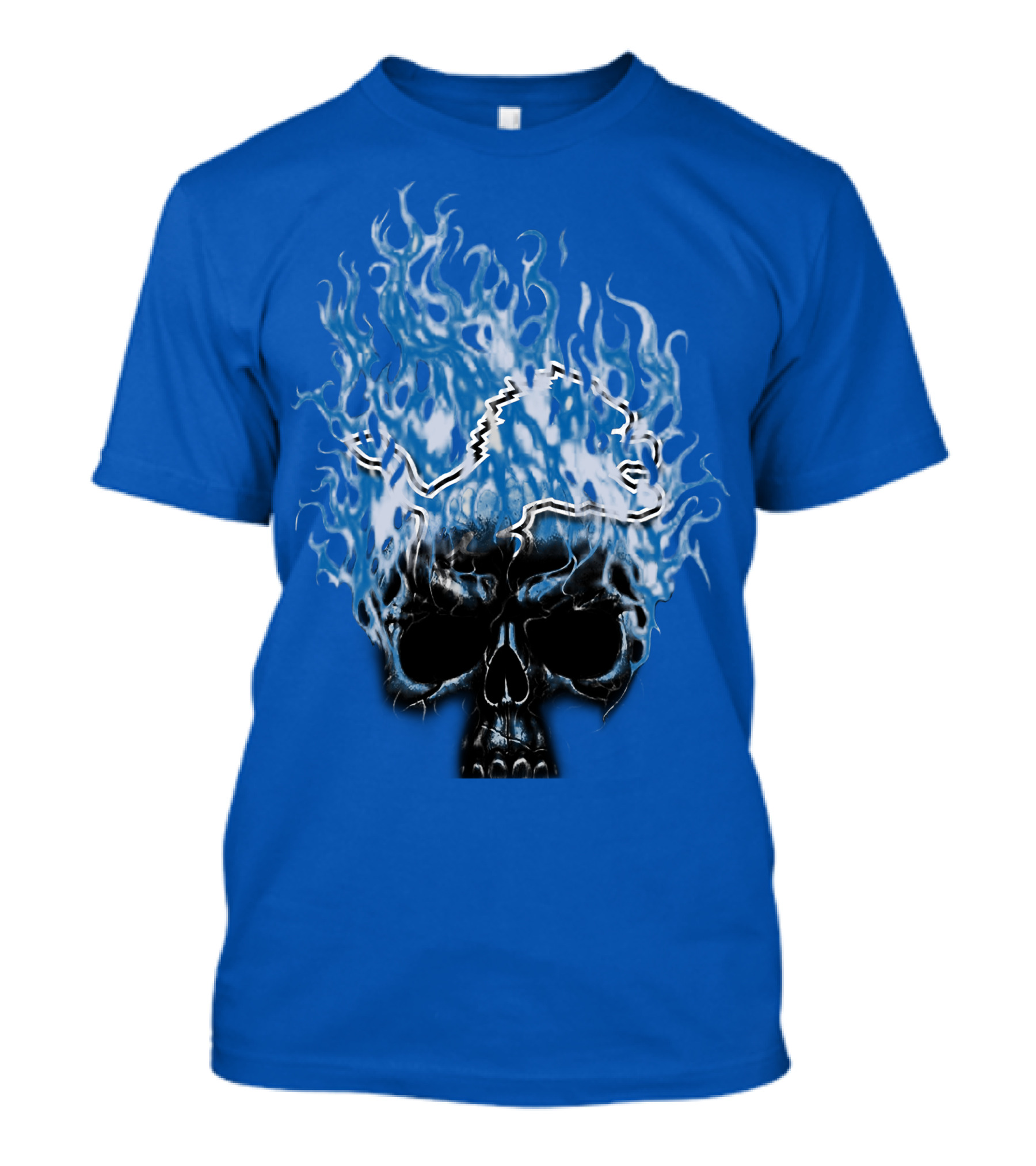 Detroit Lions Flaming Skull T-Shirt