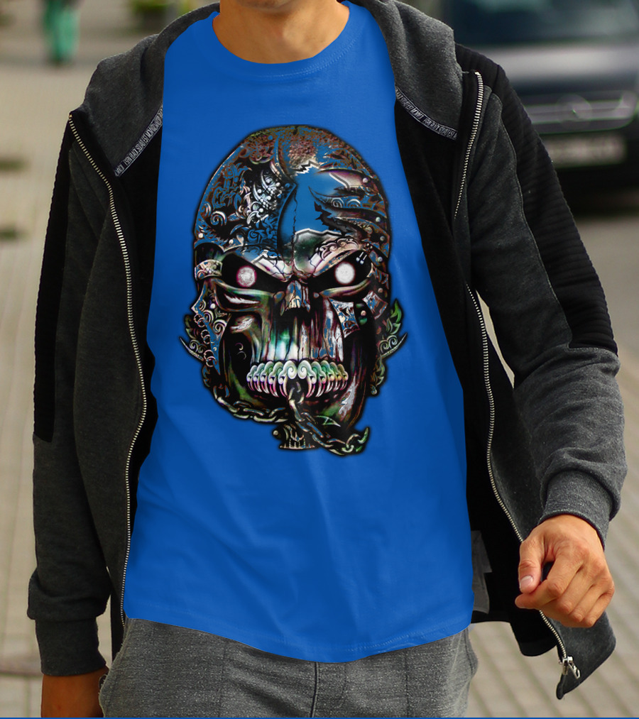 Detroit Lions 65 Skull Artwork T-Shirt