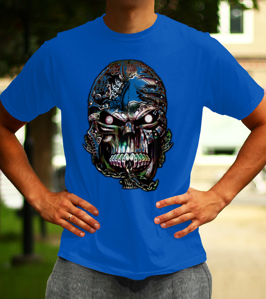 Detroit Lions 65 Skull Artwork T-Shirt