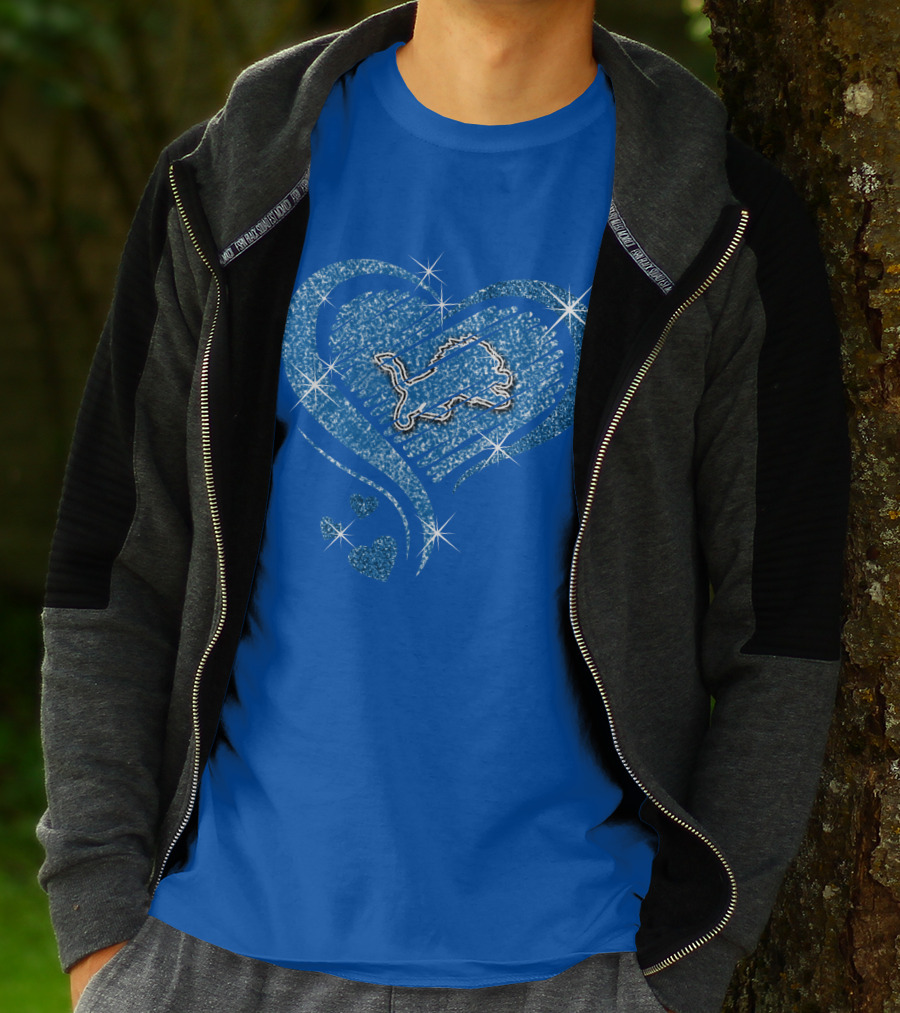 Heart Diamond Detroit Lions Sparkling T-Shirt