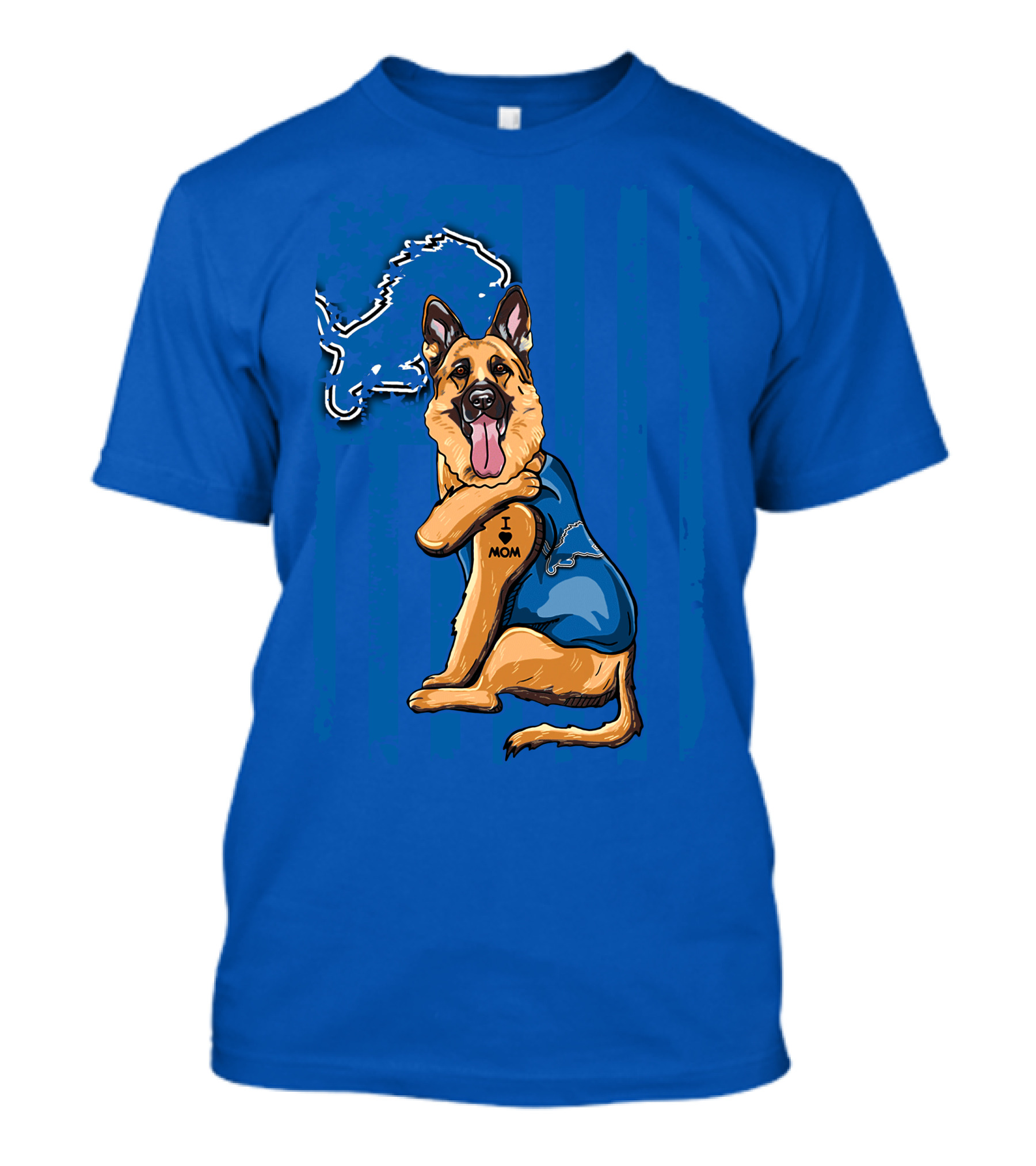 German Shepherd Detroit Lions I Love Mom T-Shirt