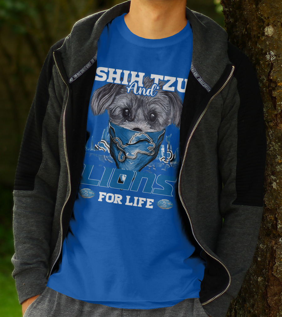 SHIH TZU AND LIONS FOR LIFE DETROIT LIONS T-Shirt