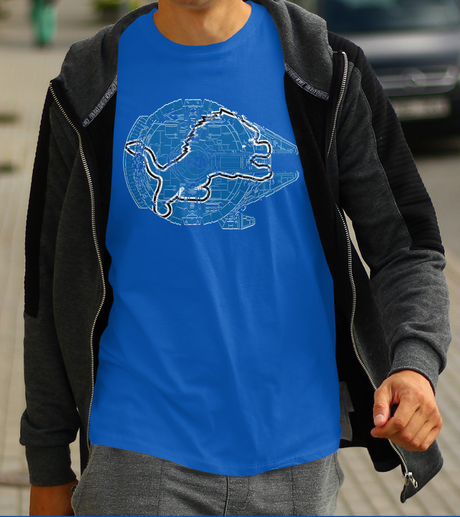 Detroit Lions Millennium Falcon Football Crossover T-Shirt