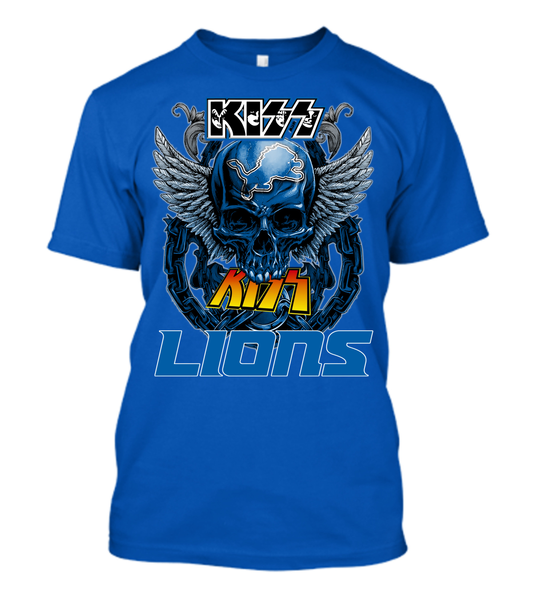KISS Detroit Lions Skull Wings T-Shirt