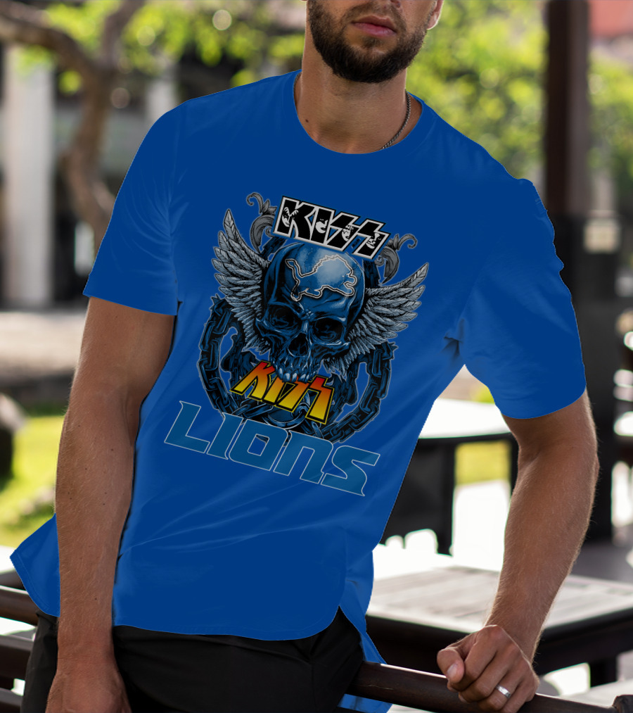 KISS Detroit Lions Skull Wings T-Shirt