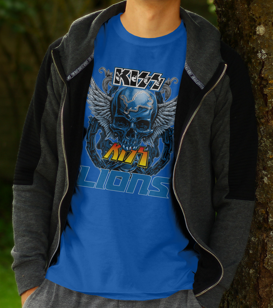 KISS Detroit Lions Skull Wings T-Shirt