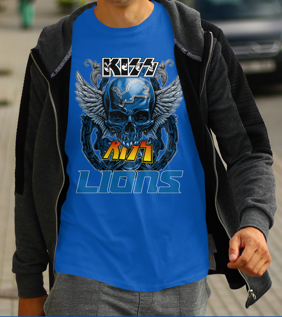 KISS Detroit Lions Skull Wings T-Shirt