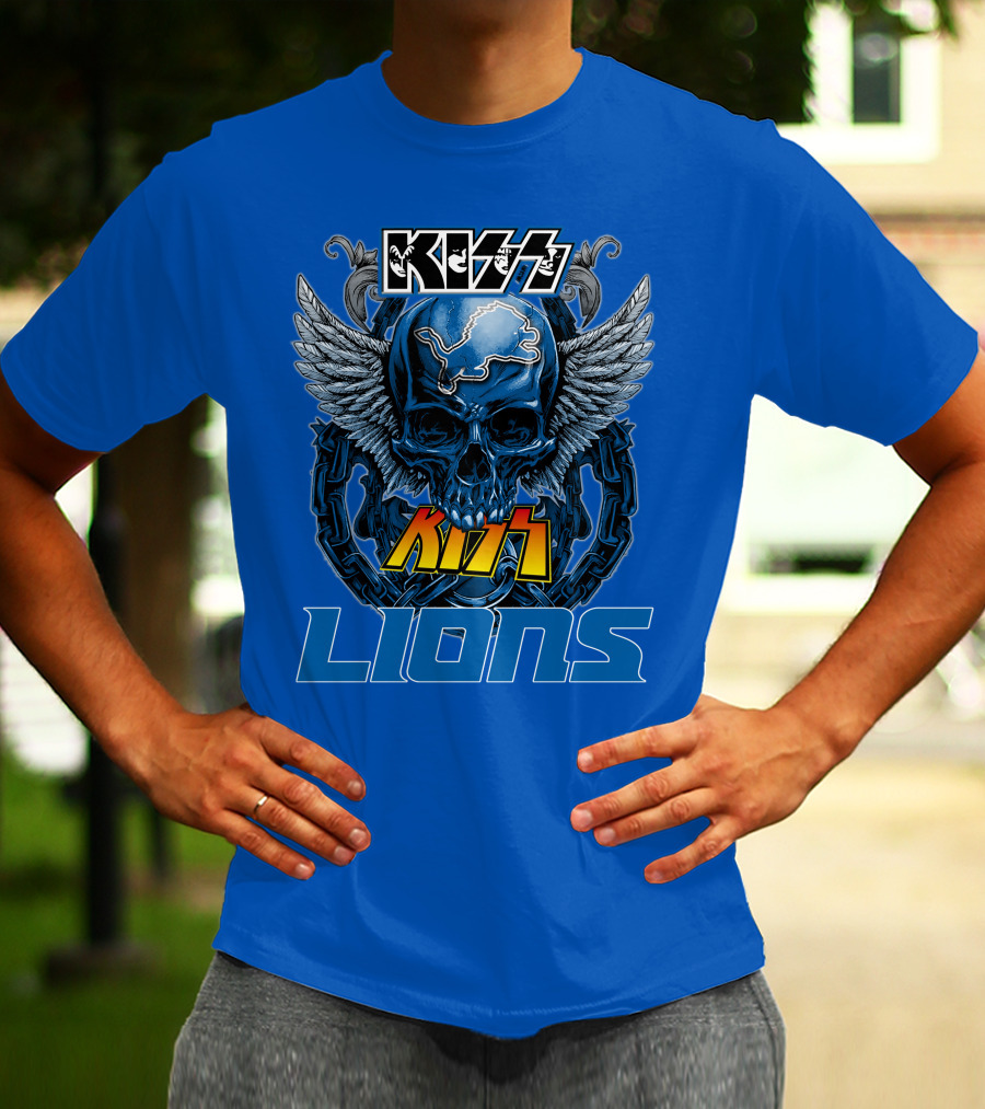 KISS Detroit Lions Skull Wings T-Shirt